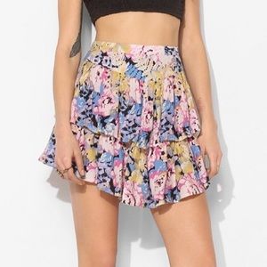 Multicolor floral ruffle skirt